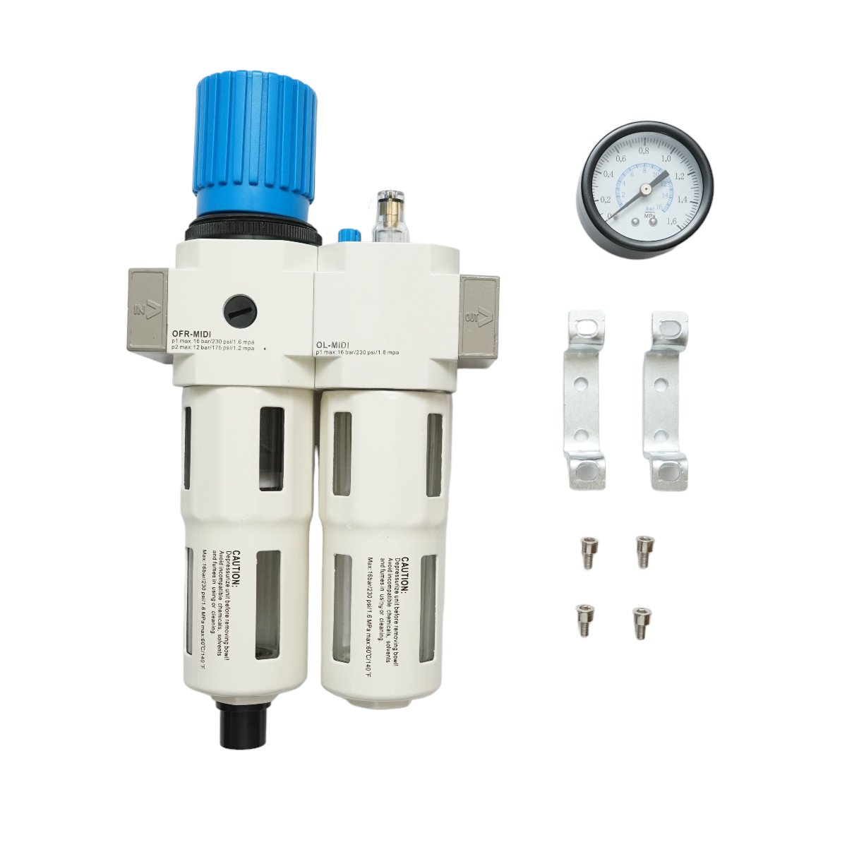 Filtru aer si ungator cu regulator de presiune max. 1.6 MPa, racord 1/2